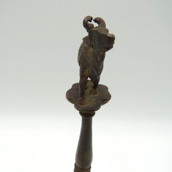 Vintage Indian 7" Cast Metal Brass Temple Bell Braham Bull Finial Ornate Handle - Picture 7 of 10